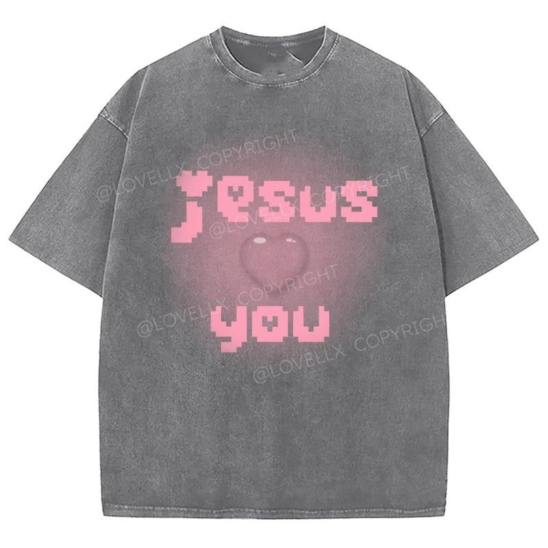 Jesus Loves You Washed T-Shirt, Christian Jesus  t shirts, Vintage 90s Graphic Tee Gift Cotton Top, Mineral color Hoodie,...
