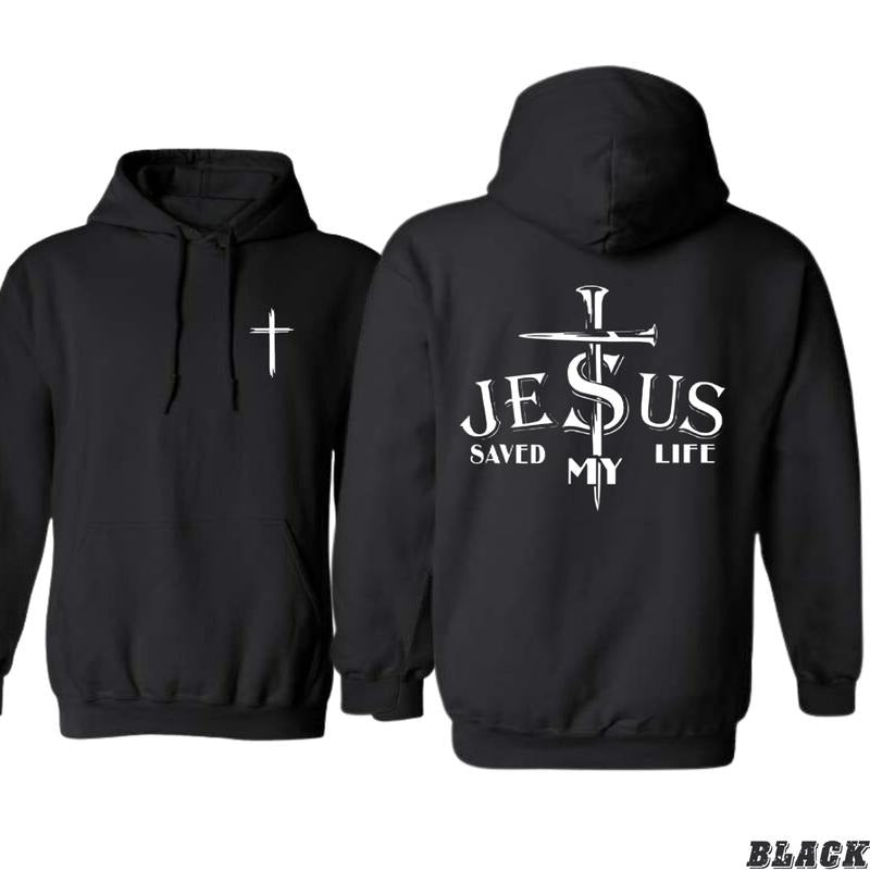 Jesus Saved My Life Hoodie - Bold Faith-Inspired Cross Design, Unisex Sweatshirt for Comfort and Spiritual Style -...