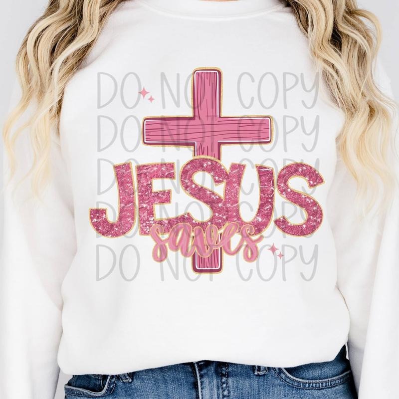 Jesus Saves Glitter Writing DTF Transfers - THIS IS NOT A SHIRT Hoodie, Sweatshirt | HypeCrazeTee.com