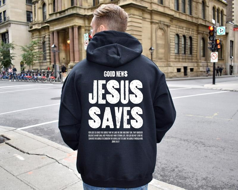 Jesus Saves Sweatshirt Aesthetic Christian Shirt Men's Religious Shirt Bible Verse Hoodie Christian Gifts For Him...