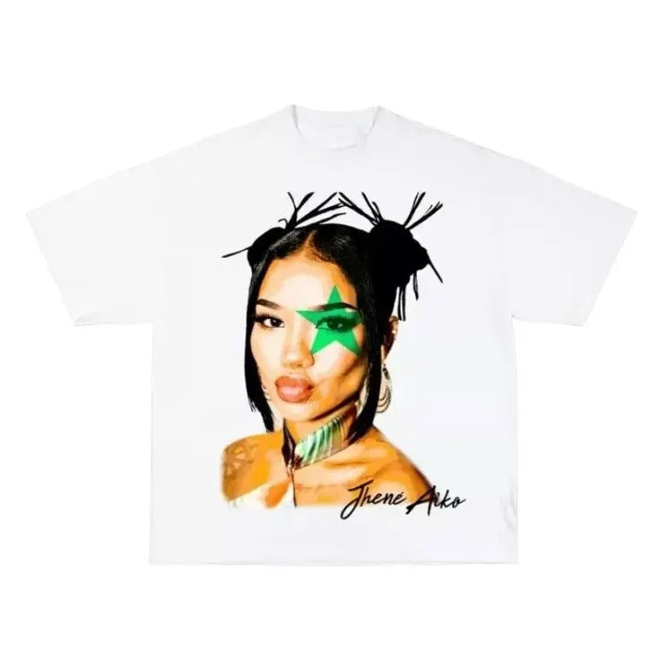 Jhene Aiko Green Star Graphic Tee Big Face Shirt Hoodie, Sweatshirt | HypeCrazeTee.com