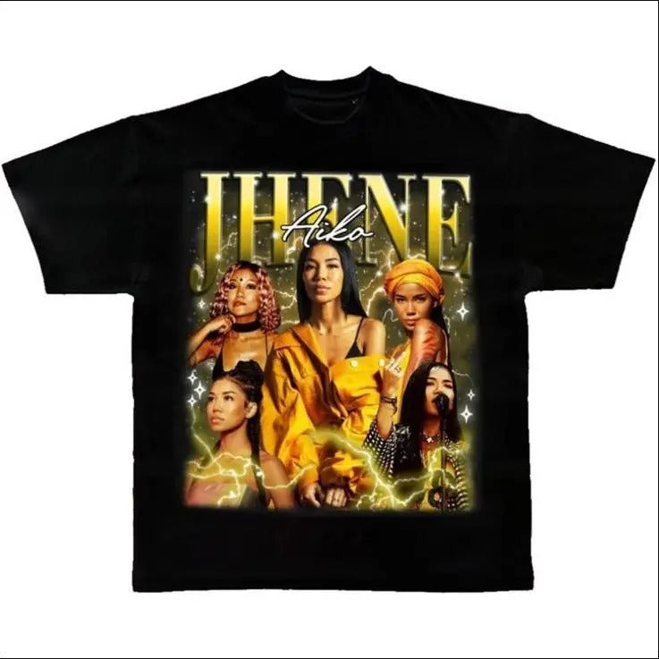 Jhene Classic Black Cotton T-Shirt - Unisex Heavy Cotton Tee Gildan 5000 Hoodie, Sweatshirt | HypeCrazeTee.com