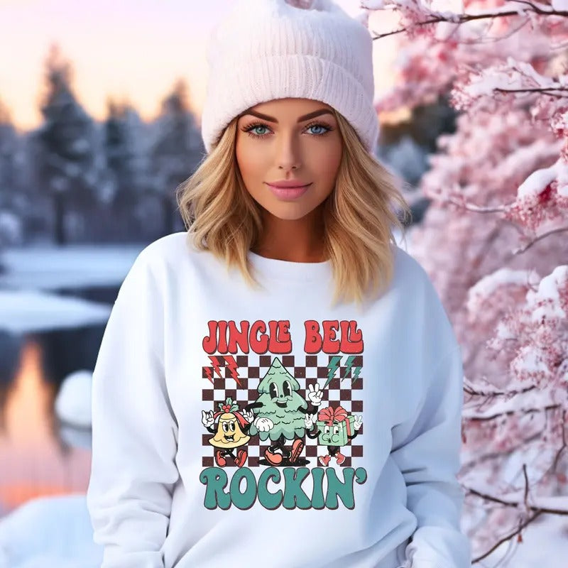Jingle Bell Rockin' Crewneck Sweatshirt T-Shirts, Hoodie | HypeCrazeTee.com