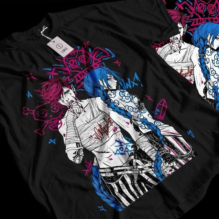 Jinx Arcane T-Shirt, Gaming Shirt, Gaming Legend Apparel, Video Game Shirt, Moba Game Unisex Tee Hoodie, Sweatshirt