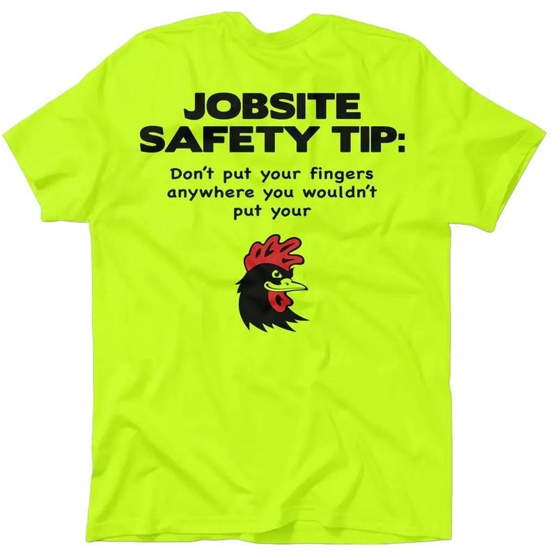 Jobsite Safety - Hi Visibility Safety Yellow Work T-Shirt Jersey Menswear For Blue Collar Workers Funny, Sarcastic |...