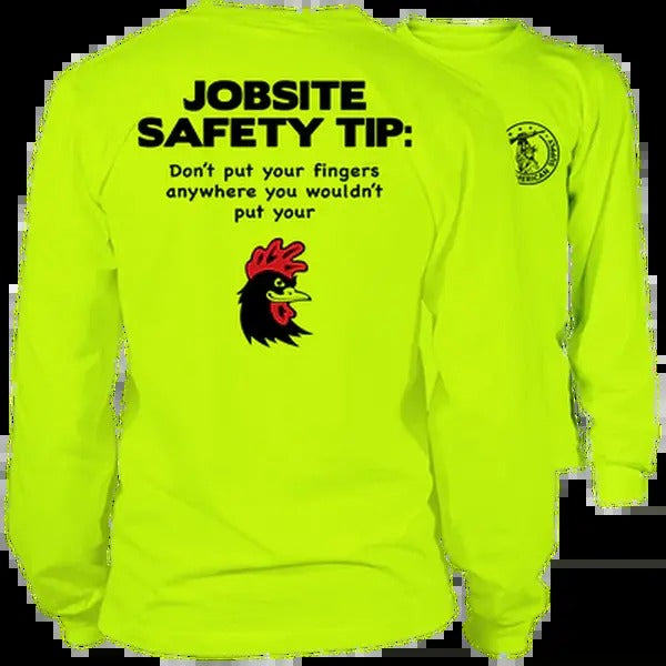 Jobsite Safety - Long Sleeve High Visibility Work T-Shirt Cotton Poly Premium Blend | Graphic Tees Apparel | Blue Collar...