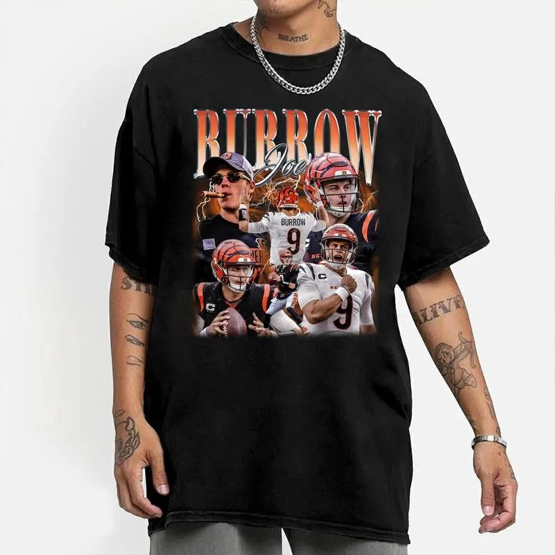 Joe Burrow Shirt, Classic 90s Graphic Tee, Unisex, Vintage Tshirt Cotton Summer Tshirt Hoodie, Sweatshirt | HypeCrazeTee.com