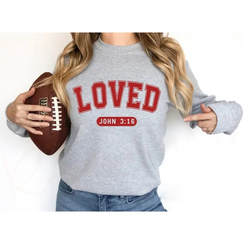 John 3:16 Christian Sweatshirt, Jesus Faith Sweater, For God So Loved The World Shirt, Cross Graphic Sweatshirt, Bible...