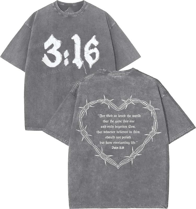 John 3_16 Unisex Washed T-Shirt, Vintage 90s Graphic Tee, Gift Top Womenswear Cotton Mineral Color Hoodie, Sweatshirt