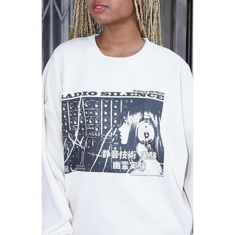 John Galt Women's Christy Radio Silence Crew Neck Sweatshirt T-Shirts, Hoodie | HypeCrazeTee.com