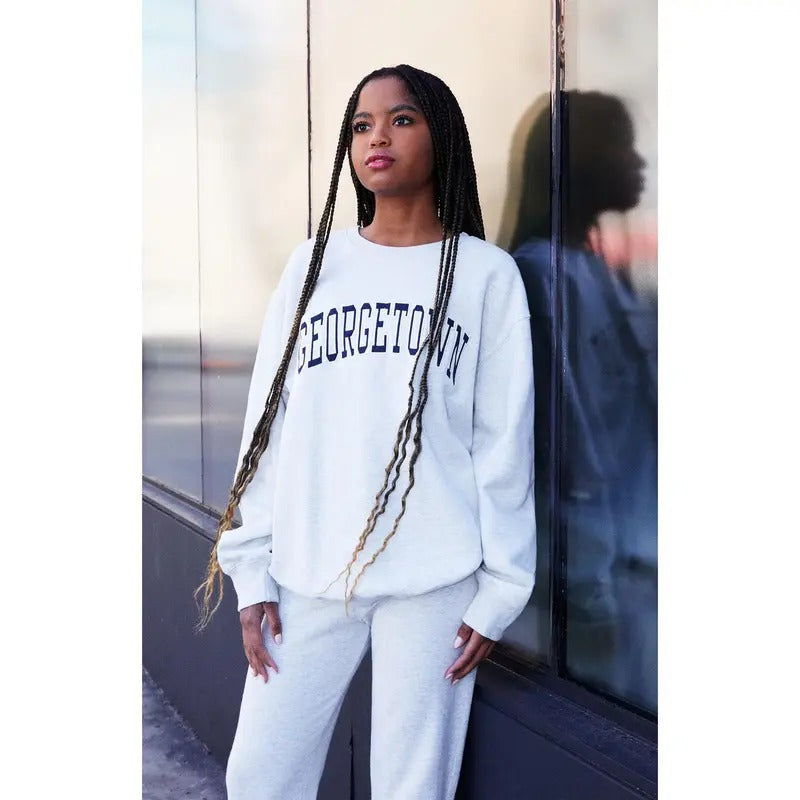 John Galt Women's Erica Georgetown Crew Neck Sweatshirt T-Shirts, Hoodie | HypeCrazeTee.com