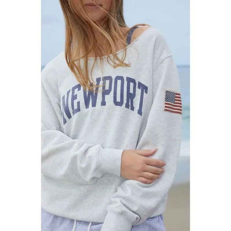 John Galt Women's Erica Off-The-Shoulder Newport Sweatshirt T-Shirts, Hoodie | HypeCrazeTee.com