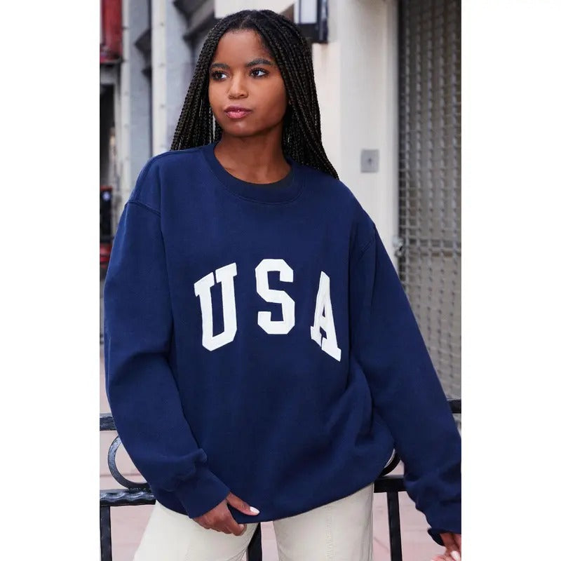 John Galt Women's Erica USA Crew Neck Sweatshirt T-Shirts, Hoodie | HypeCrazeTee.com