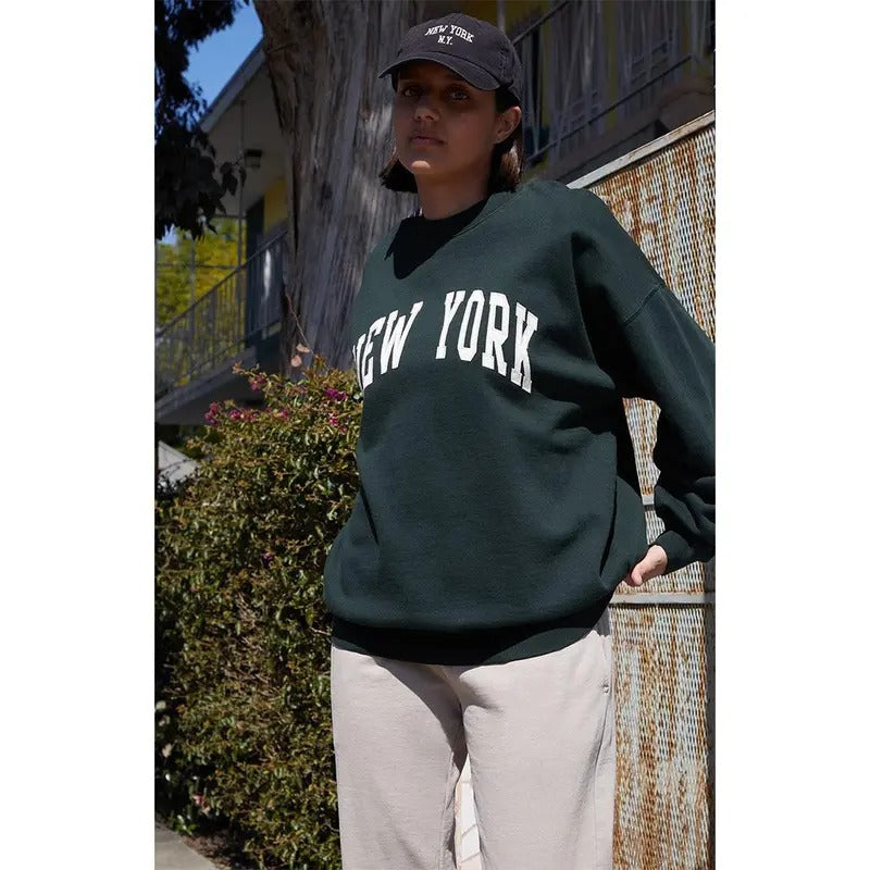 John Galt Women's Green Erica New YorkÂ Crew Neck Sweatshirt T-Shirts, Hoodie | HypeCrazeTee.com