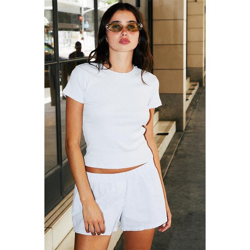 John Galt Women's Light Blue Emma Short Sleeve T-Shirt Hoodie, Sweatshirt | HypeCrazeTee.com