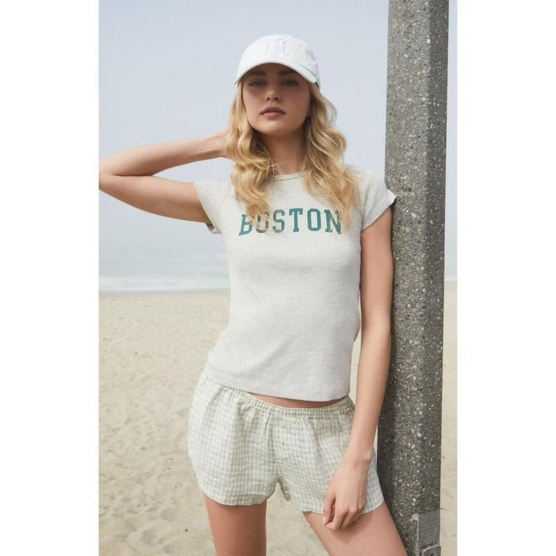 John Galt Women's Light Gray Boston Hailie T-Shirt - Multicolor Hoodie, Sweatshirt | HypeCrazeTee.com