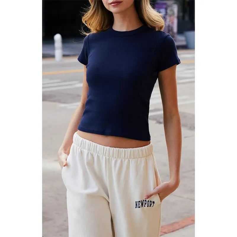 John Galt Women's Navy Hailie Basic T-Shirt Hoodie, Sweatshirt | HypeCrazeTee.com