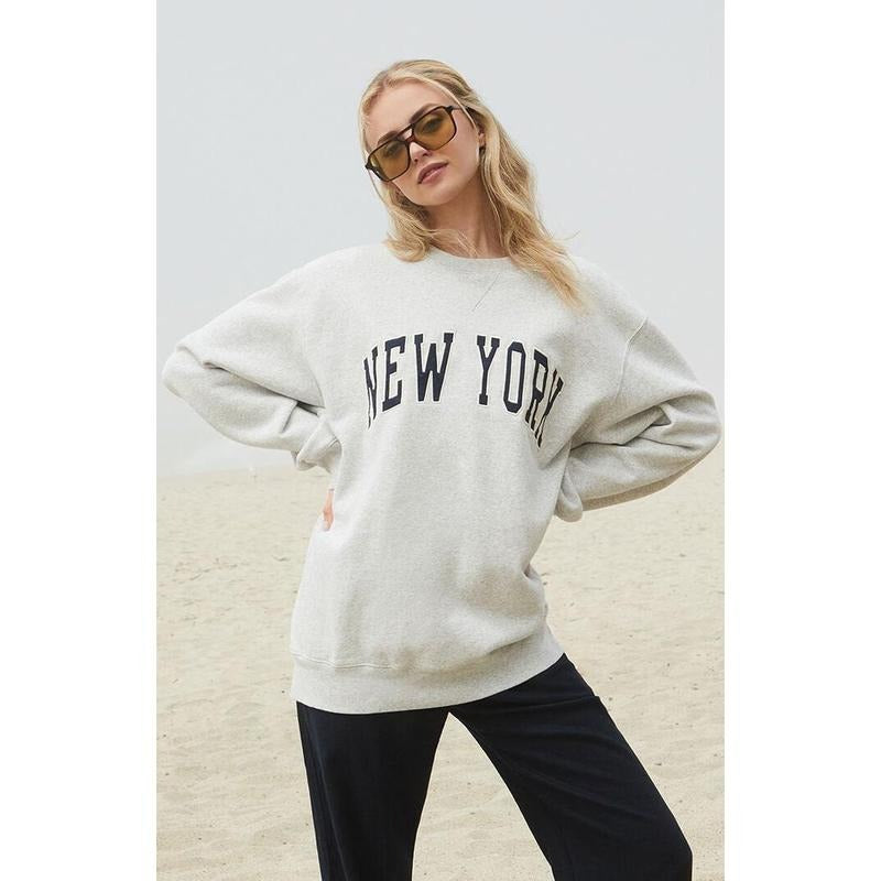 John Galt Women's New York Embroidered Erica Crew Neck Sweatshirt T-Shirts, Hoodie | HypeCrazeTee.com