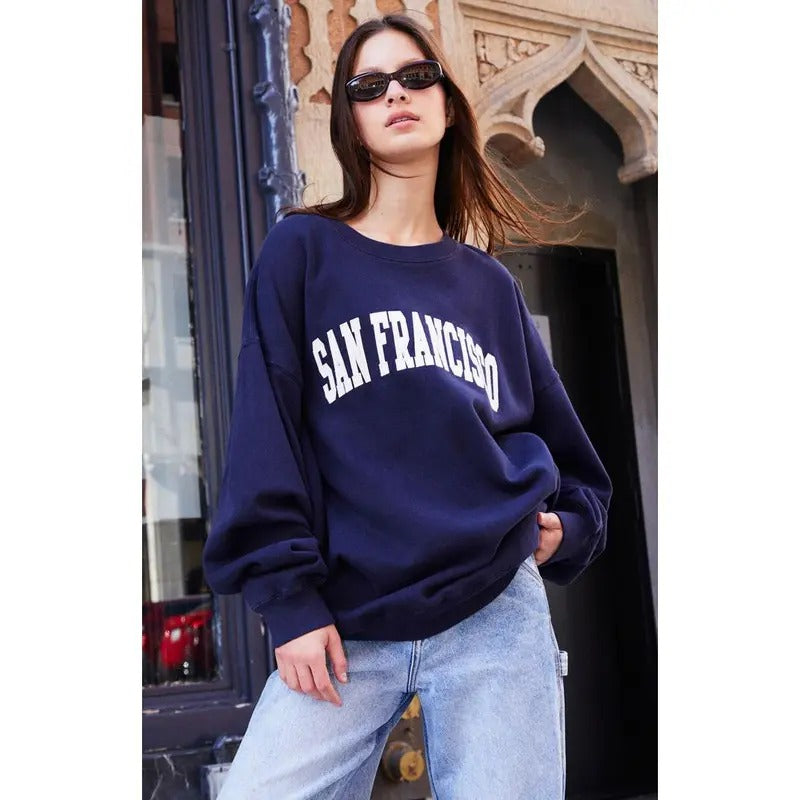 John Galt Women's San Francisco Erica Crew Neck Sweatshirt T-Shirts, Hoodie | HypeCrazeTee.com