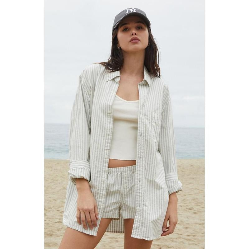 John Galt Women's Stephanie Striped Long Sleeve Shirt Hoodie, Sweatshirt | HypeCrazeTee.com