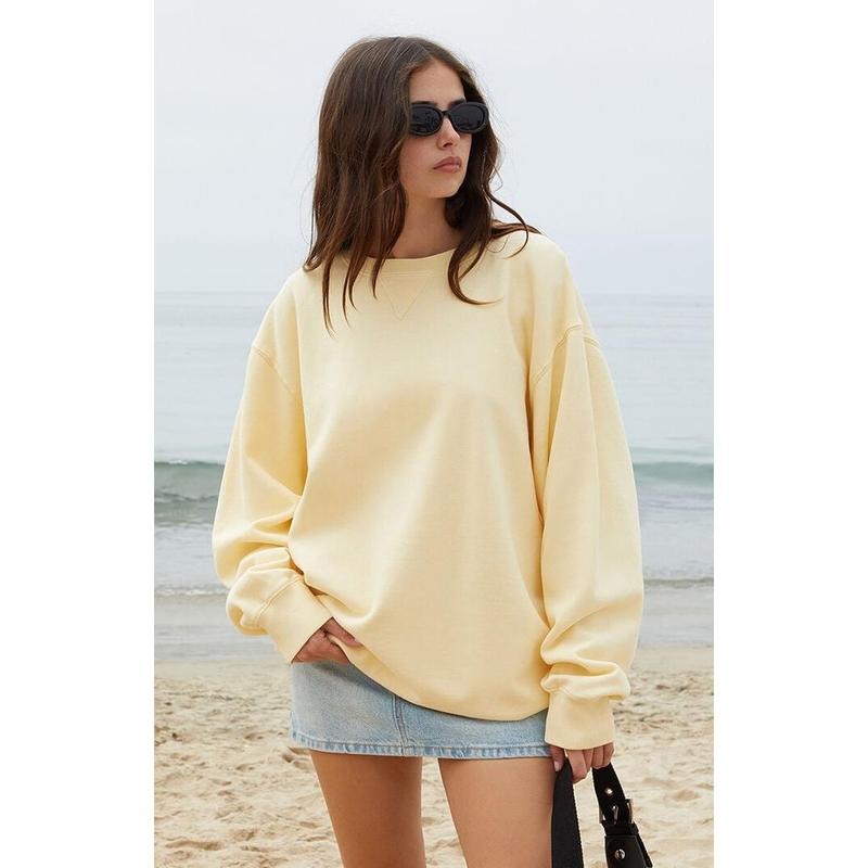 John Galt Women's Yellow Erica Crew Neck Sweatshirt T-Shirts, Hoodie | HypeCrazeTee.com