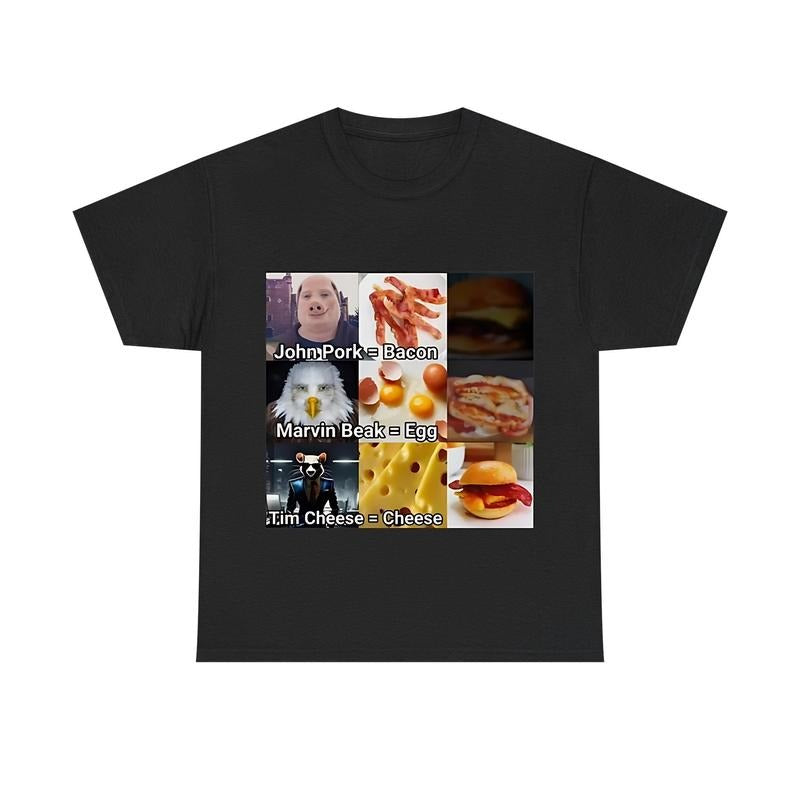 John Pork Meme Shirt, Funny Bacon Egg Cheese Tee, Marvin Beak, Tim Cheese, Breakfast Squad, Ironic Shirt, Meme Shirt,...