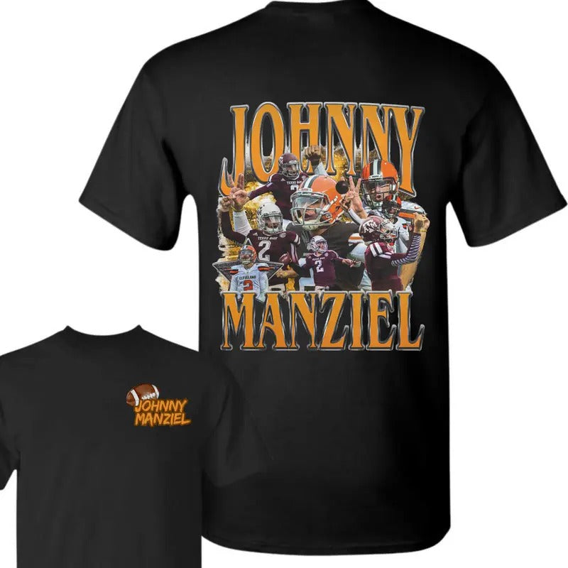 Johnny Manziel Football Double Side T-Shirt, Football Tee, Vintage Heavyweight T-Shirt, Vintage 90s Graphic Shirt, Sport...