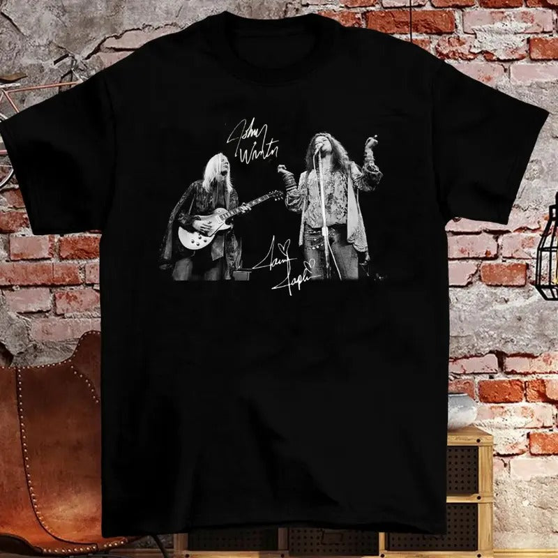 Johnny Winter Janis Joplin Short Sleeve Black All Size Shirt Size S 3XL T-Shirts, Hoodie, Sweatshirt