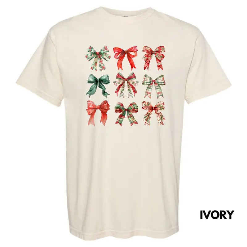 Jolly Christmas Bow Collage Comfort Colors T-Shirt 'NLB' Hoodie, Sweatshirt | HypeCrazeTee.com