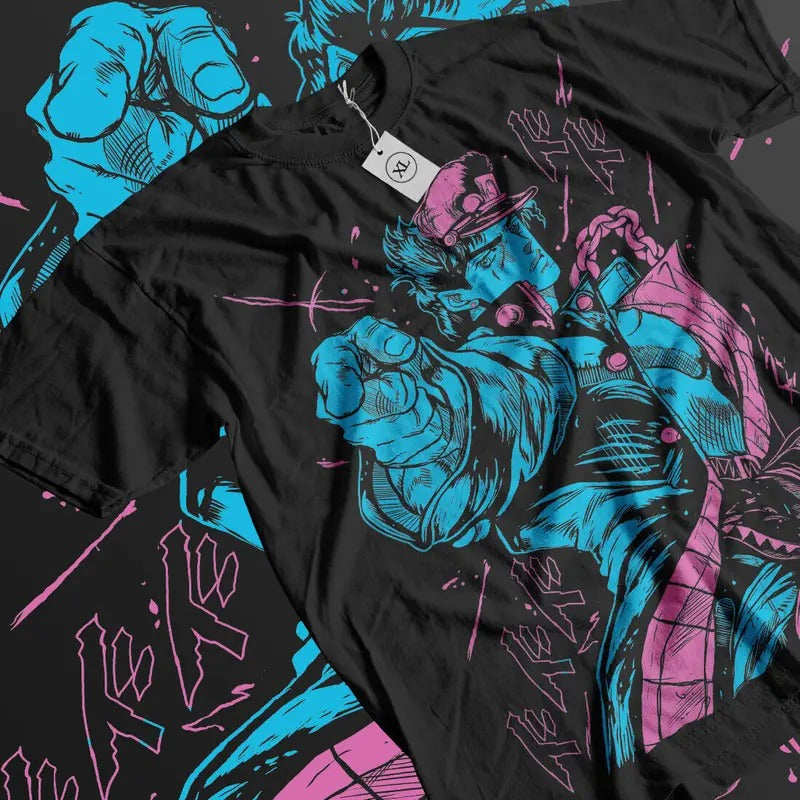 Jotaro Kujo-JoJo's Bizarre T-Shirt S-4XL JoJo's Bizarre Adventure Anime Shirt Soft Tee Hoodie, Sweatshirt | HypeCrazeTee.com