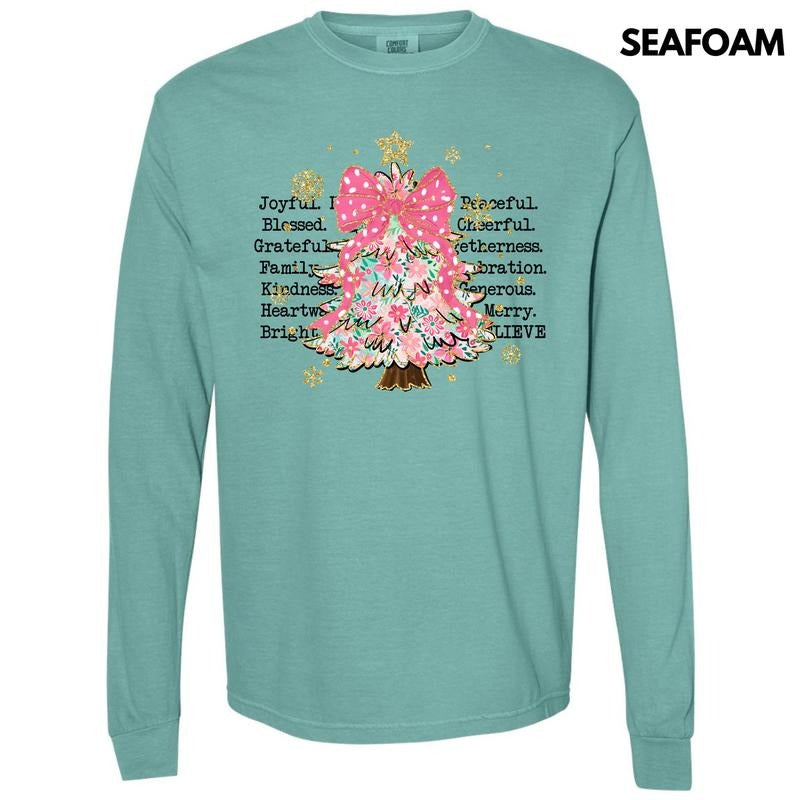 Joyful Peaceful Cheerful Tree Long Sleeve Comfort Colors T-Shirt 'NLB' Hoodie, Sweatshirt | HypeCrazeTee.com