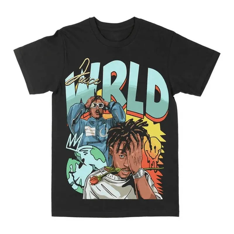Juice Wrld Smiley Graphic T-Shirt, Gift For Fan T-Shirt, Unisex Cotton For Men Women Hoodie, Sweatshirt | HypeCrazeTee.com