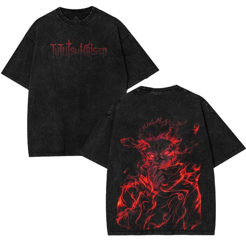 Jujutsu Kaisen - Ryomen Sukuna, Double 2 Sided anime manga game T-Shirt, Acid Washed unisex Classic Fit Menswear Top...