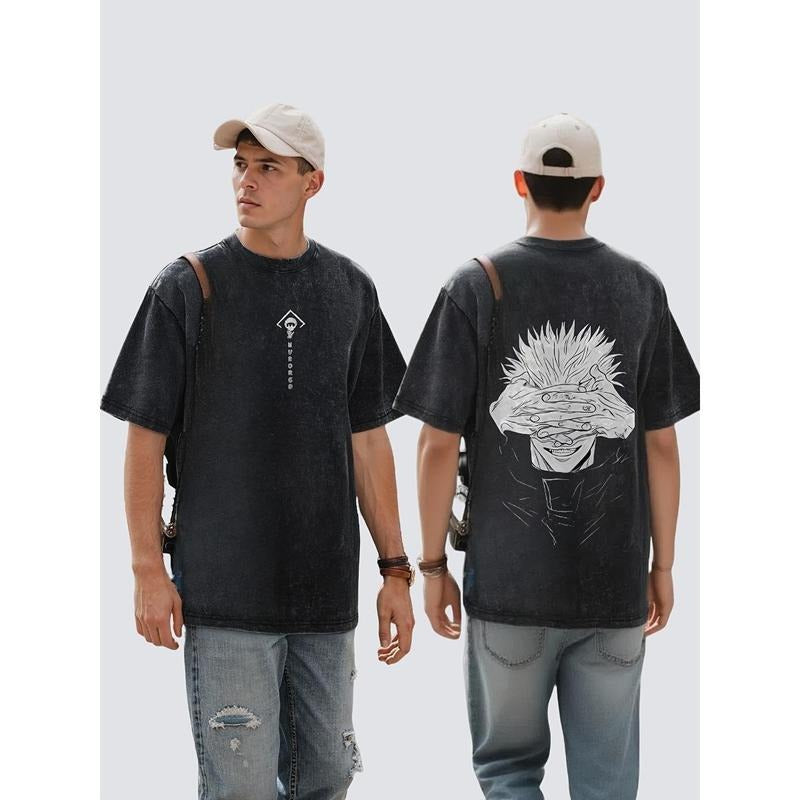 Jujutsu Kaisen Anime Acid Washed Oversize T-Shirt Satoru Gojo Anime Tee Gift For Him Hoodie, Sweatshirt | HypeCrazeTee.com