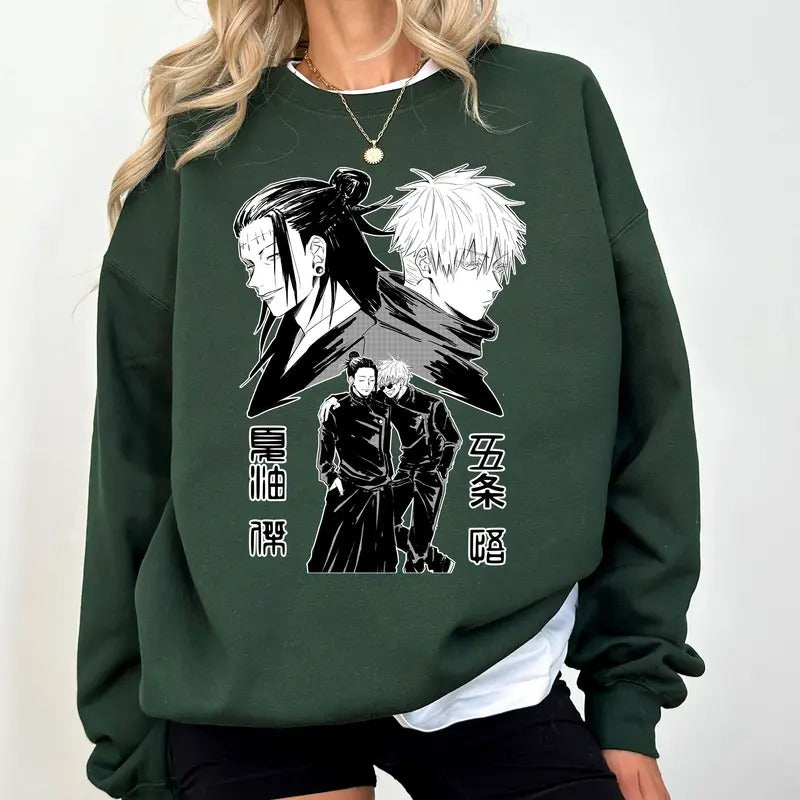 Jujutsu Kaisen Characters Tshirt Crewneck Hoodie Comfort Cottonstyle{n002}2 Sweatshirt | HypeCrazeTee.com