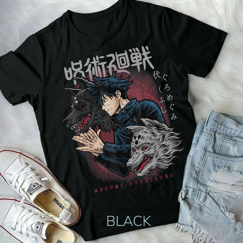 Jujutsu Kaisen Megumi Fushiguro Kon Divine Dogs,Gift Otaku new Shirt Hoodie, Sweatshirt | HypeCrazeTee.com