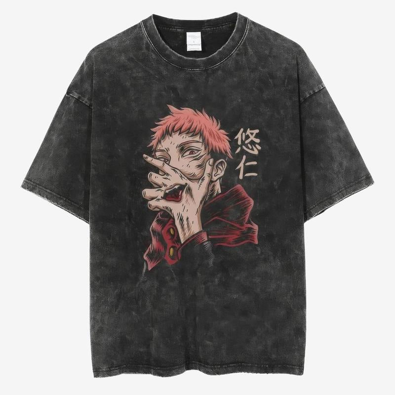 Jujutsu Kaisen Vintage Washed Shirt, Unisex Heavy Cotton Shirt, Retro Anime Tee, Oversize Vintage Graphic Tee, Anime...