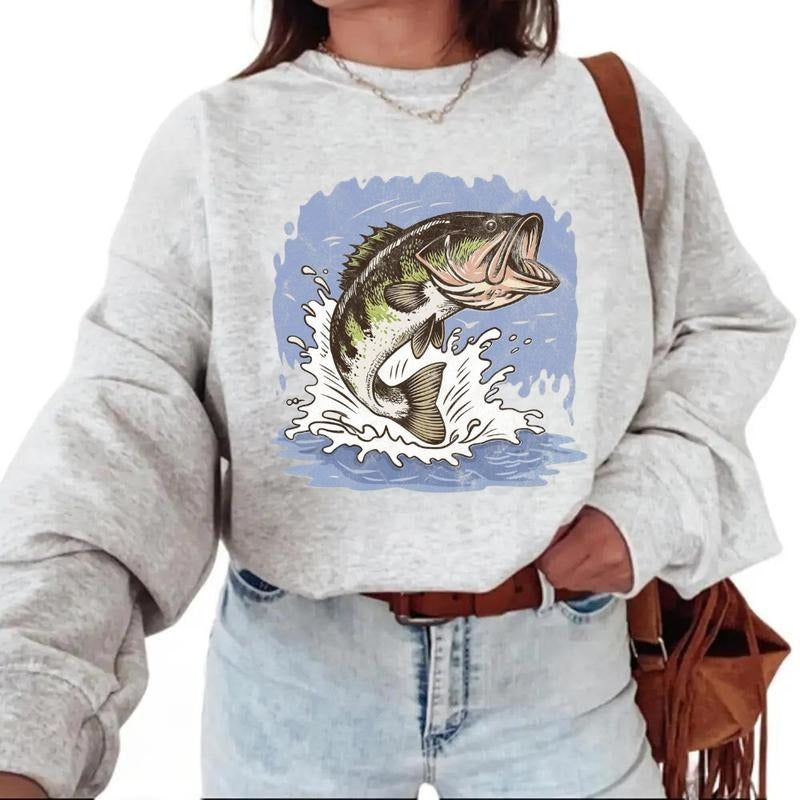 Jumping Bass Fishing Sweatshirt Lake Life Outdoors for Shirts, Fisherman Gift Unisex Hoodie Cotton Pullover