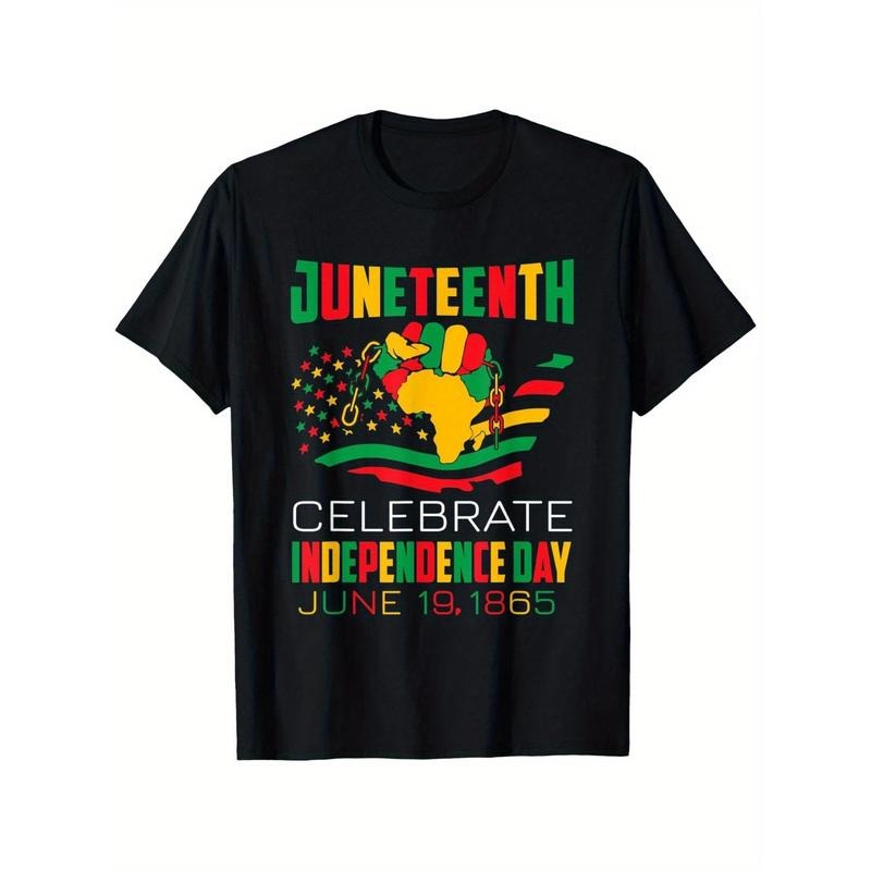 Juneteenth Celebrate Independence Day 1865 Men'S T-Shirt - 100% Cotton, Moisture-Absorbent, Short Sleeve, Loose Fit,...