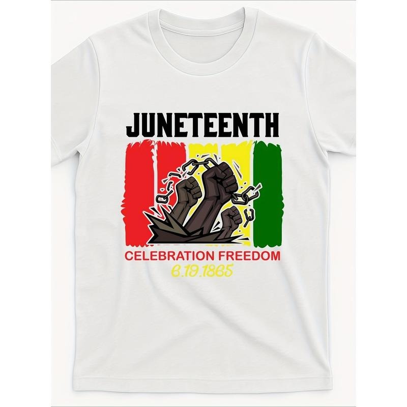 Juneteenth Celebration Freedom Graphic T-Shirt for Men - 1865 Commemorative Design with Raised Fists & Pan-African Colors