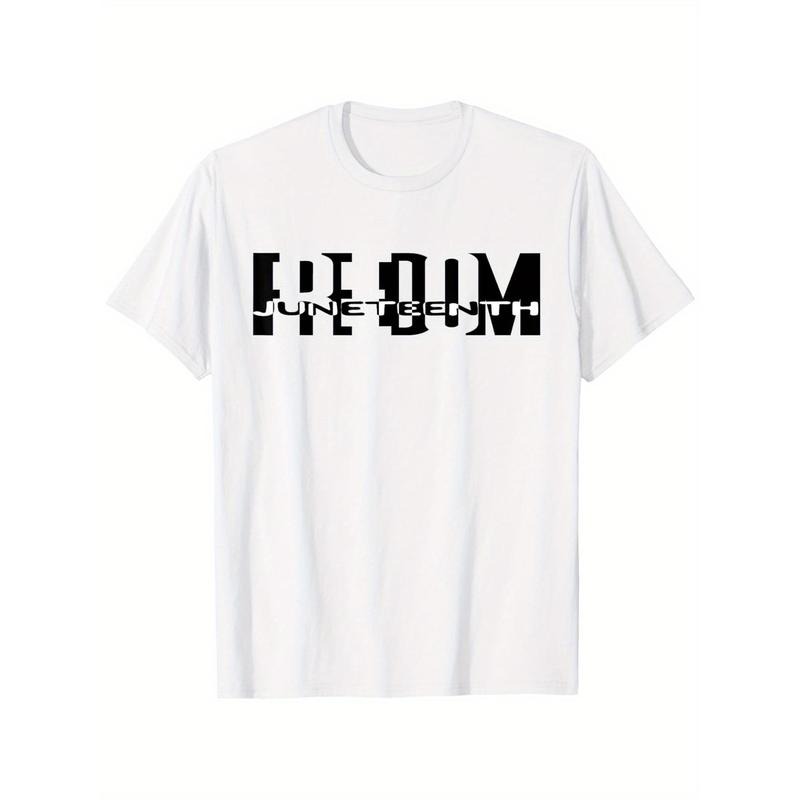 Juneteenth Freedom Pride African American Men Since 1865 Fashionable & Interesting Letter Print  T-Shirt 180g Cotton Crew...