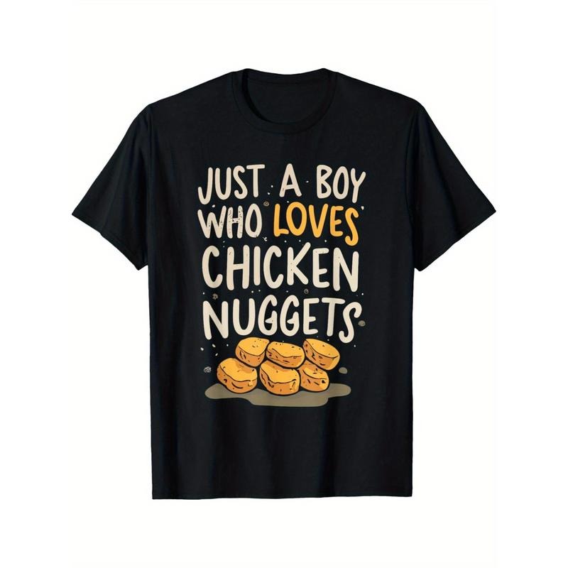 Just A Boy Who Loves Chicken Nuggets Funny Fast Food Lover T-Shirt Summer Comfortable Casual Short Sleeve T-Shirt Made in...