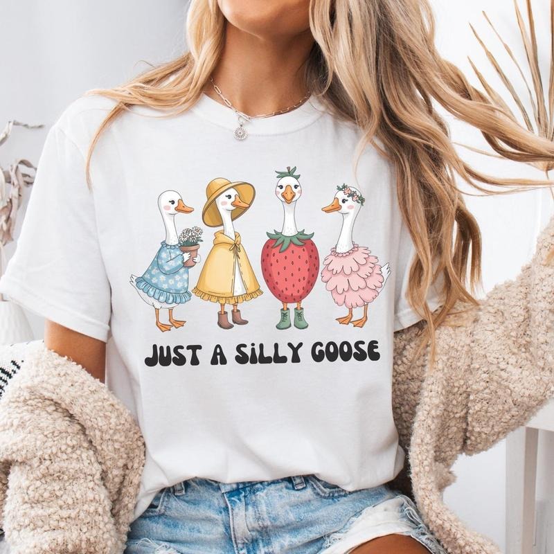 Just A Silly Goose Cute Shirt, Trending Goose Family Tee, Flowal Silly Goose Bump Shirt Hoodie, Sweatshirt | HypeCrazeTee.com