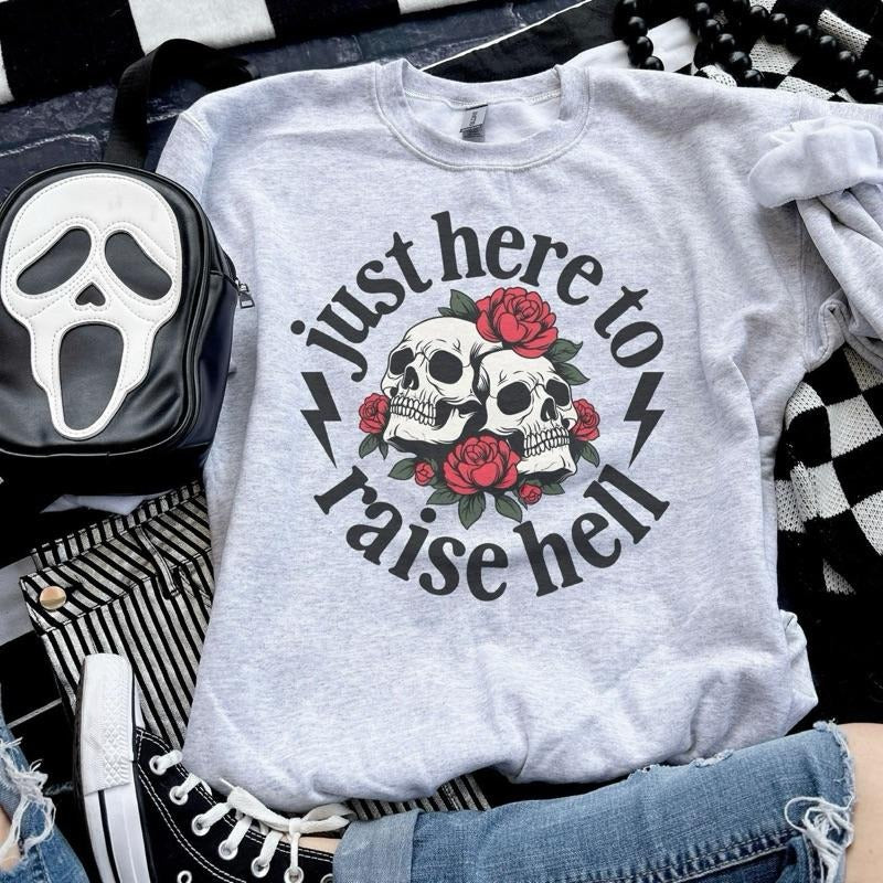 Just Here Raise Hell Ash Grey Sublimation T-Shirts, Hoodie, Sweatshirt