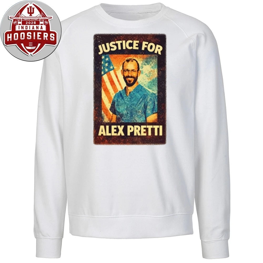 Justice For Alex Jeffery Pretti 1988-2026 USA Flag Hoodie T-Shirt