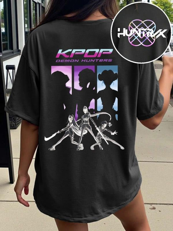 K-Pop Hunter X Short Sleeve T-Shirt, Cartoon Style, Casual Summer Clothing, Korean Fashion Gift, Women's Home Wear...