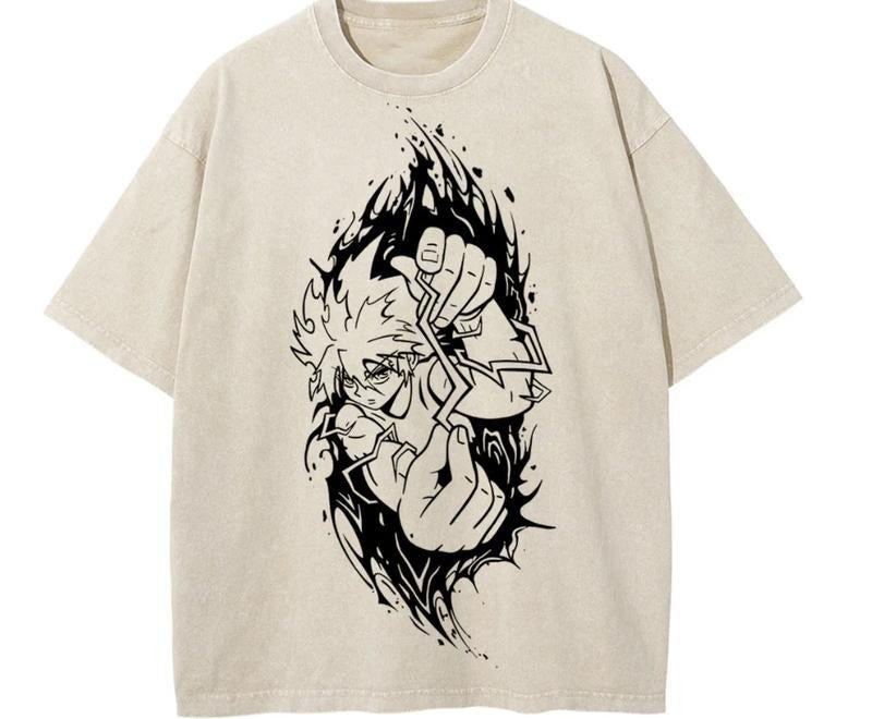 KILLUA BEIGE VINTAGE OVERSIZE T-SHIRT, ANIME MANGA T-SHIRT, UNISEX T-SHIRT, GIFT FOR HIM Hoodie, Sweatshirt