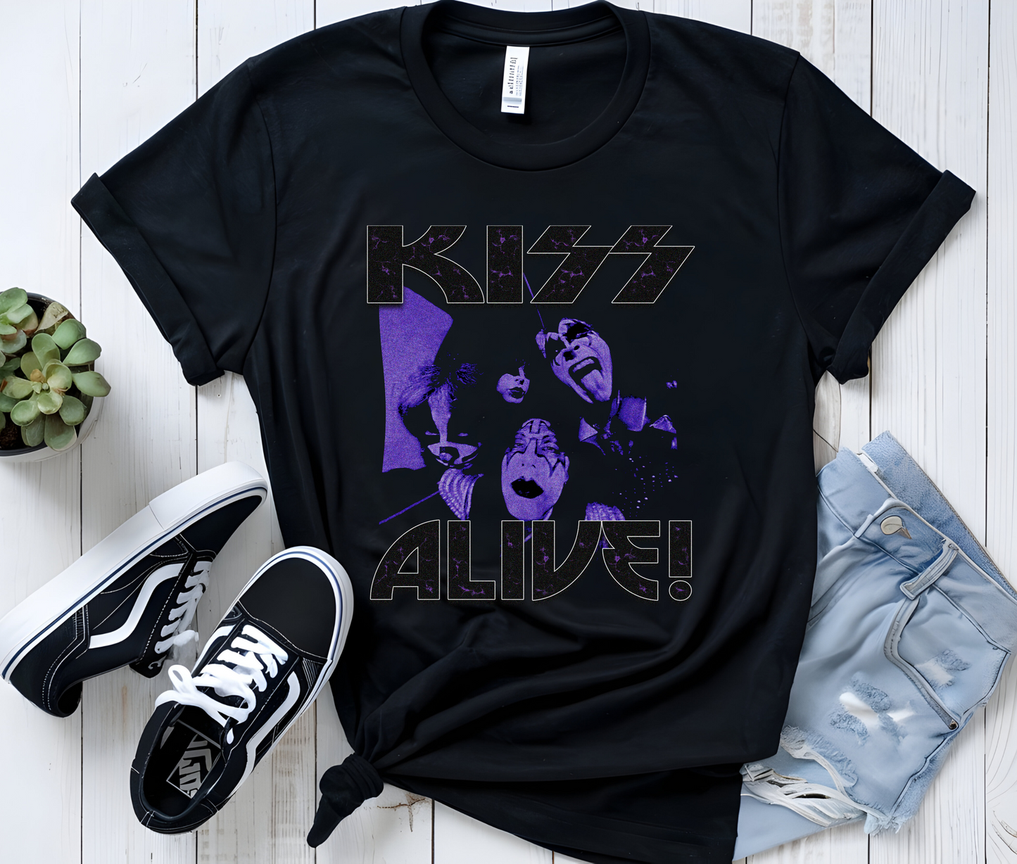 KISS Graphic T-Shirt – Alive Vintage Rock Band Tee – Rare Concert Streetwear for Music Fans