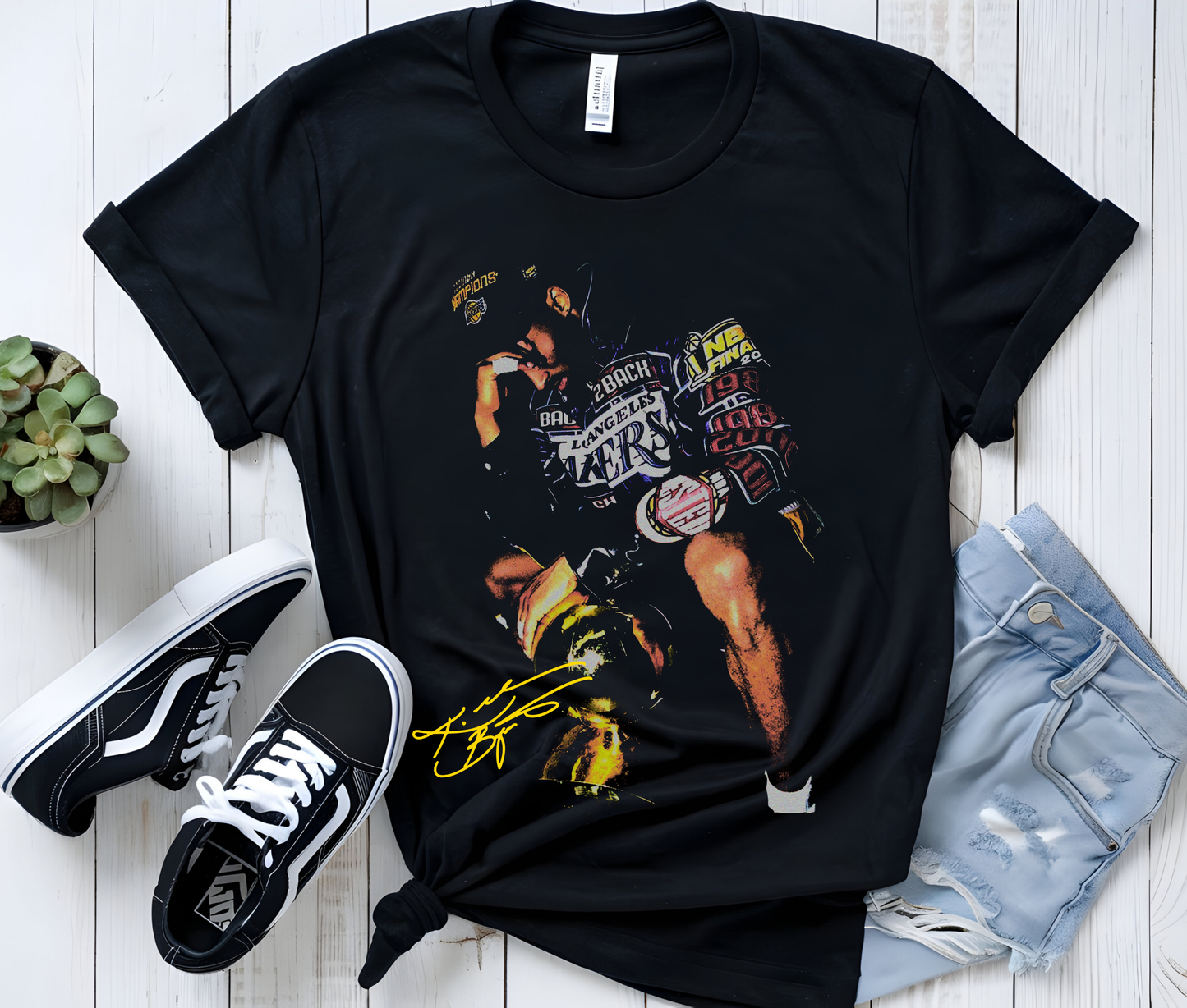 Kobe Bryant Black Mamba LA Lakers Back 2 Back Champs Graphic Tee – Retro Basketball T-Shirt