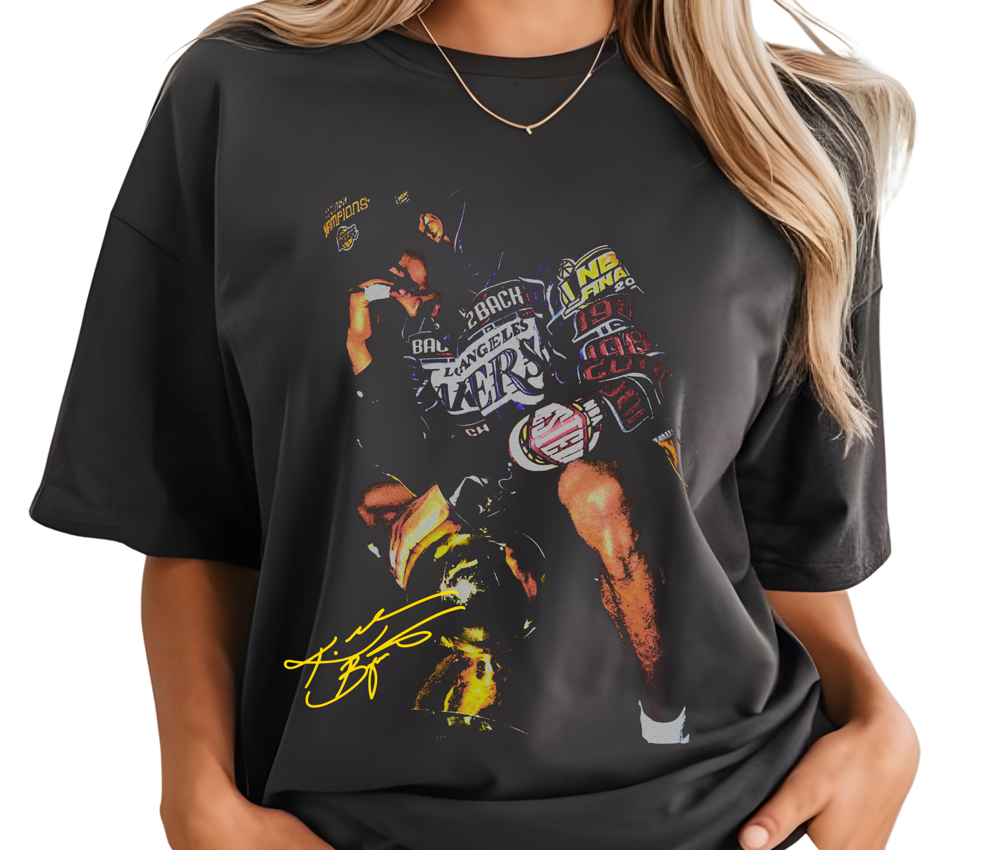Kobe Bryant Black Mamba LA Lakers Back 2 Back Champs Graphic Tee – Retro Basketball T-Shirt
